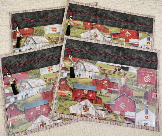 11" x 14" Project Bags - Barns with Quilts - Backing in Brown