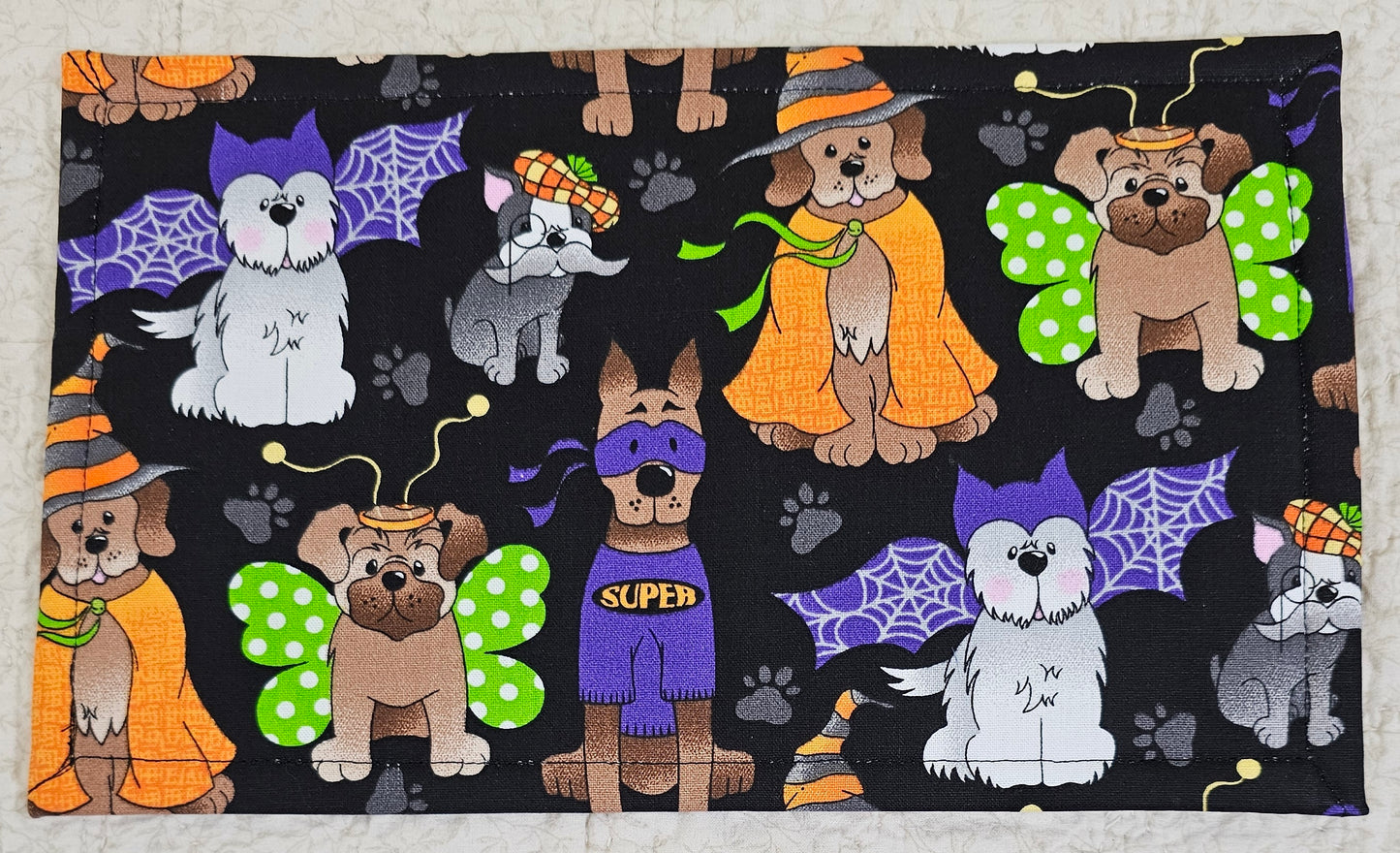 Bats on the front and costumed dogs on the back - 6.5" x 11" Pouch