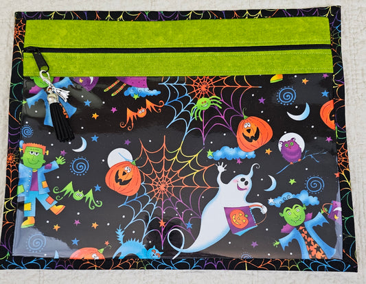 11" x 14" Project Bags - Ghost & Goblins Trick or Treat - back of bag, black with spider webs