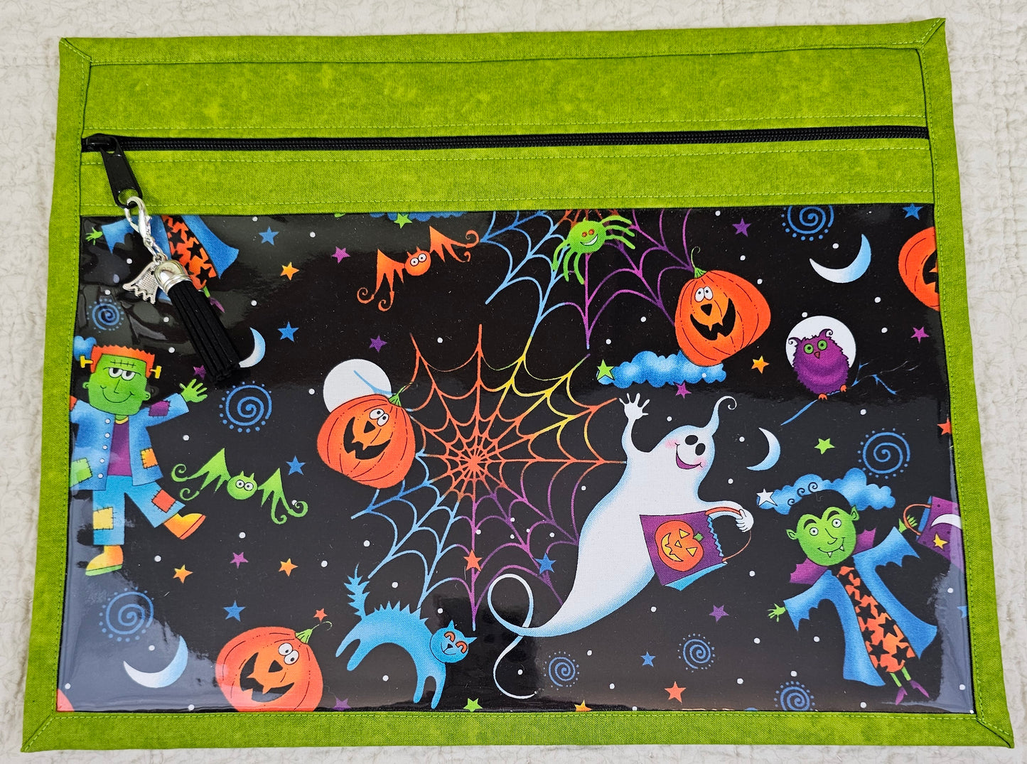 11" x 14" Project Bags - Ghost & Goblins Trick or Treat - back of bag in green