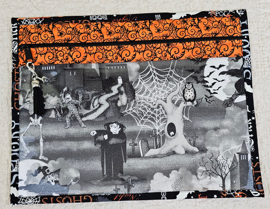 11" x 14" Project Bags - Black & White Halloween with Orange Accent