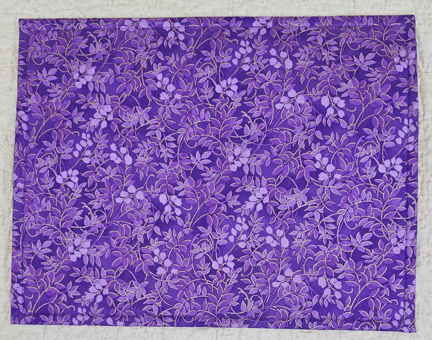 Blue & Purple Paisley and Flowers - with blue trim, purple zipper and back -  11" x 14" Project Bag