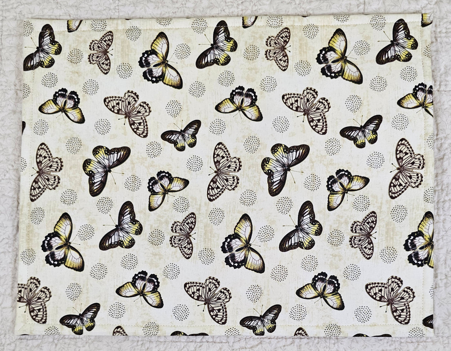 Flowers and Butterflies - Brown Zipper -  11" x 14" Project Bag