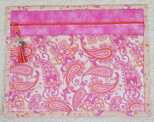 Pink Paisley  11" x 14" Project Bag