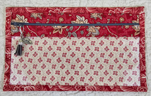 White Fabric and Variations on Red Floral - 6.5" x 11" Pouches