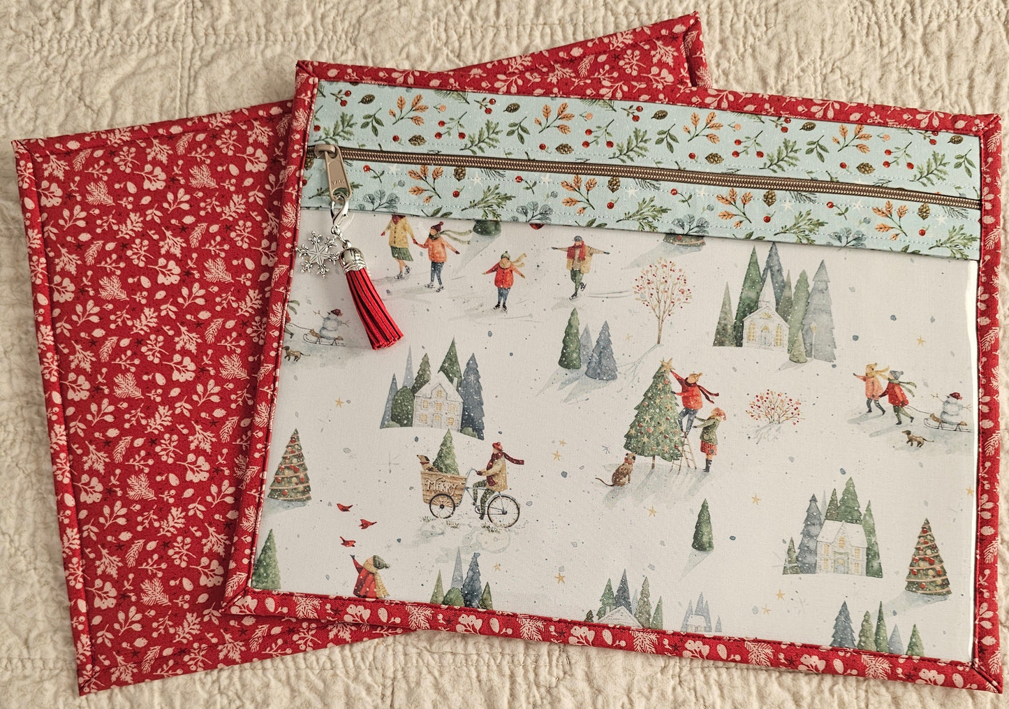 Project Bag 11" x 14" - Magic of Christmas White front w/red back